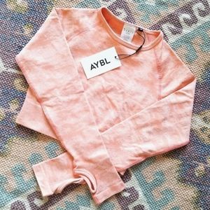 AYBL Camo Seamless Long Sleeve Crop Top - peach